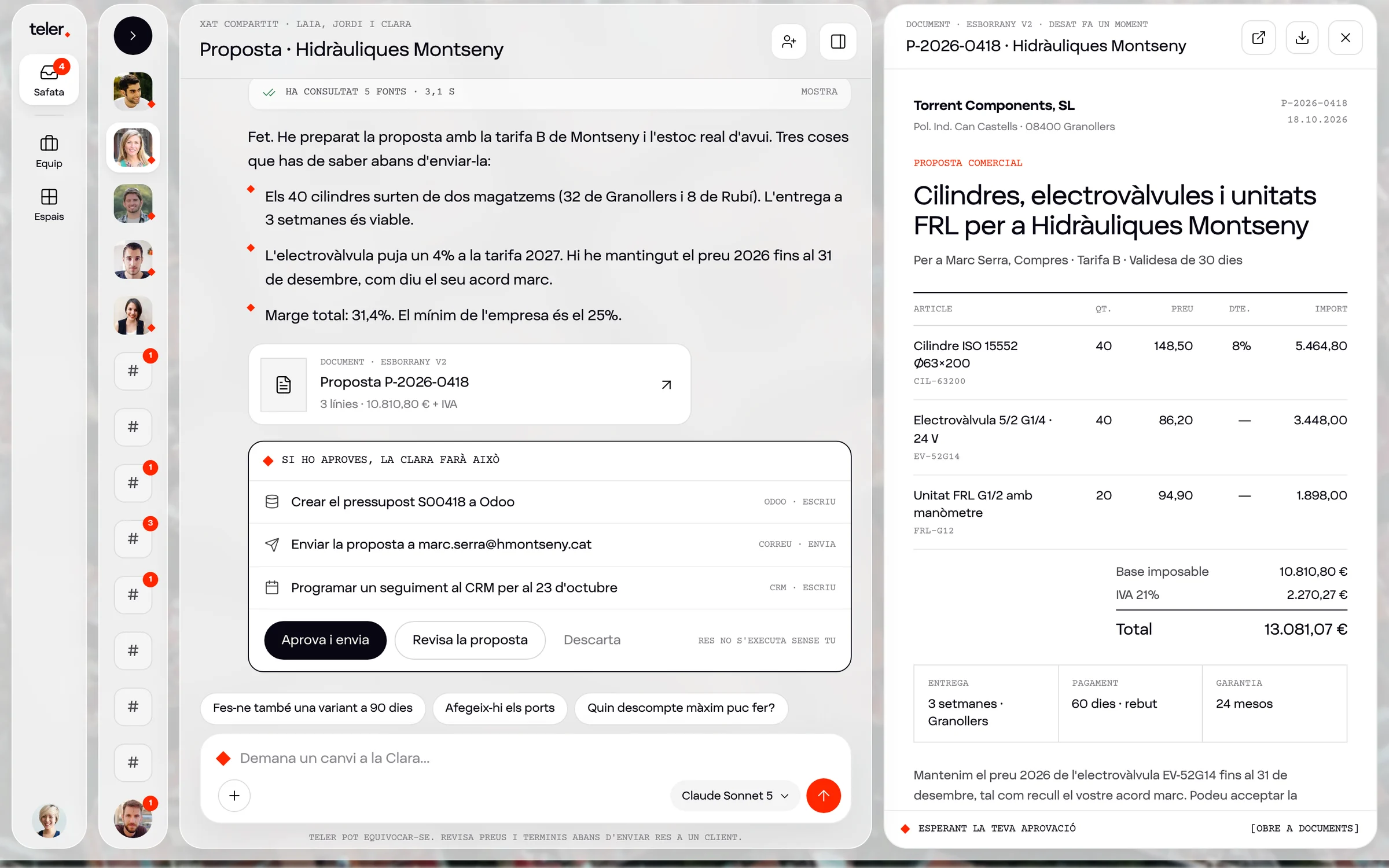 La demo de Teler: la Clara ha preparat una proposta i espera l’aprovació